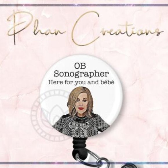 OB Sonographer Retractable Badge Reel Cute Funny Postpartum NICU L&D ID Holder - Picture 1 of 3